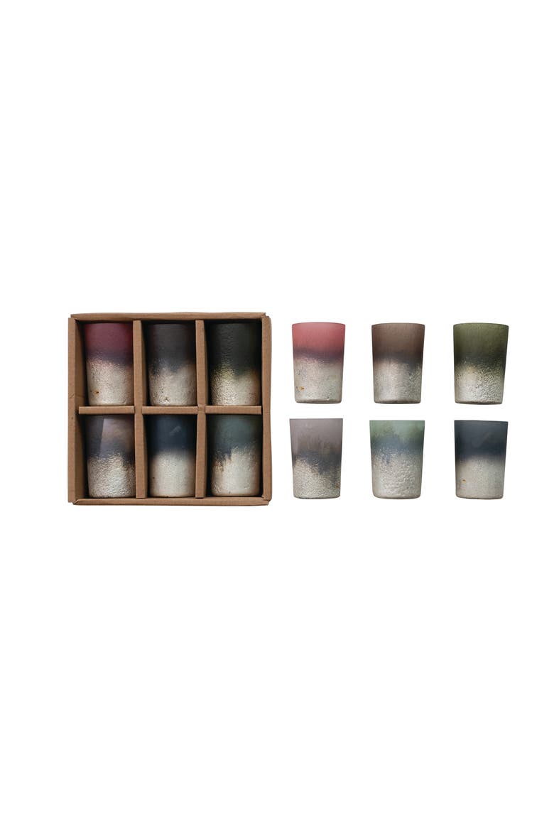 Frosted Glass Votive Tealight Votive Holders in Finish, Set of 6, Main, color, Multicolor