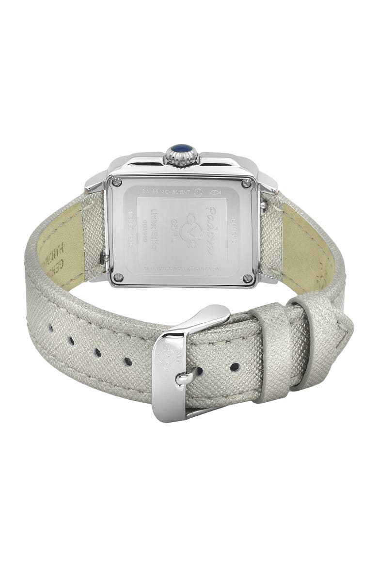 Padova Swiss Diamond Leather Watch, 28.5mm - 0.014 ctw, Alternate, color, GRAY