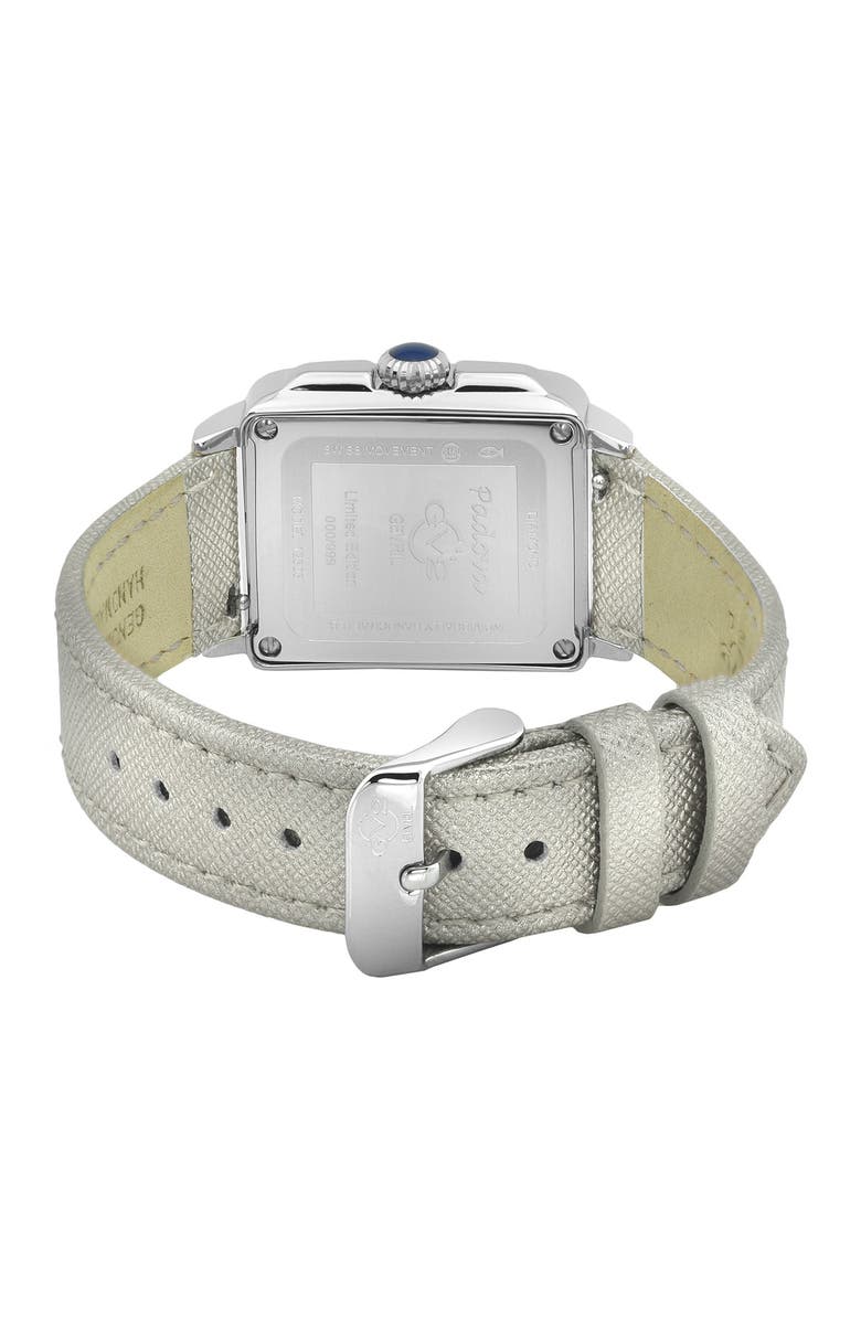 GV2 Padova Swiss Diamond Leather Watch, 28.5mm - 0.014 ctw, Alternate, color, Gray