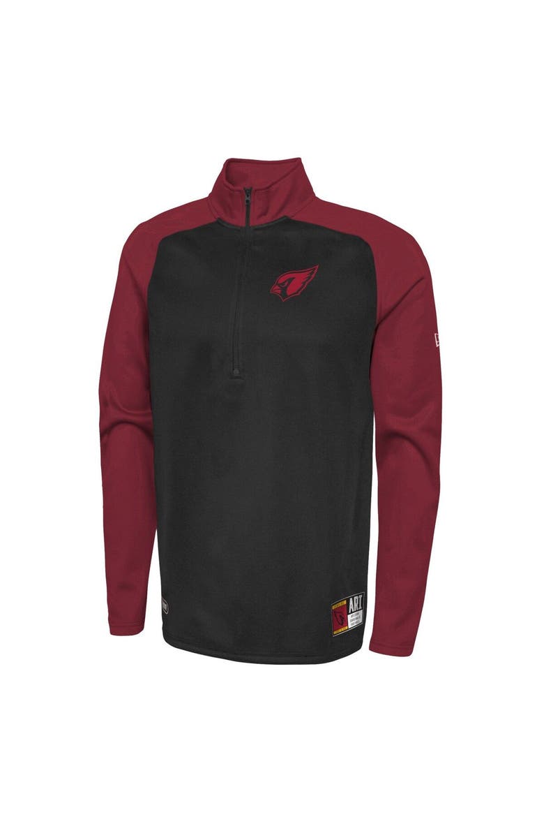 Men's New Era Black Arizona Cardinals Combine Authentic O-Line Raglan Half-Zip Jacket, Alternate, color, Black