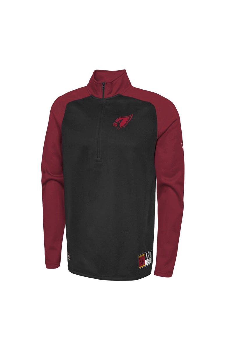 New Era Men's New Era Black Arizona Cardinals Combine Authentic O-Line Raglan Half-Zip Jacket, Alternate, color, Black