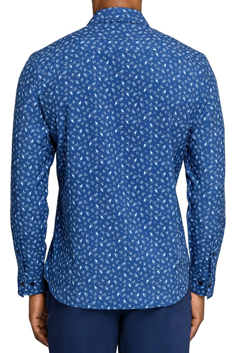 Paisley Woven Long Sleeve Basic, Alternate, color, STEEL BLUE