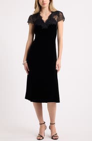 Chelsea28 Lace & Velvet Midi Dress