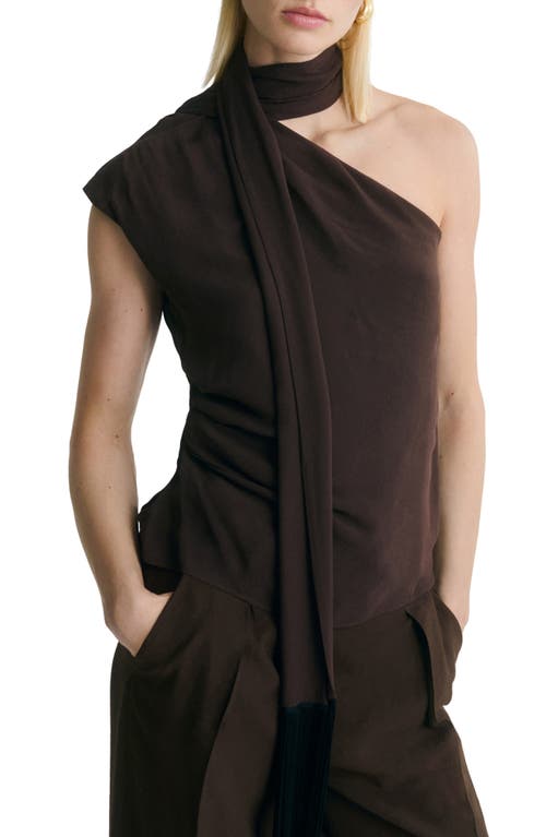 Mango One-shoulder Top In Brown