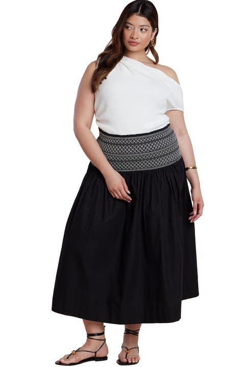 Smocked Flare Maxi Skirt (Plus)