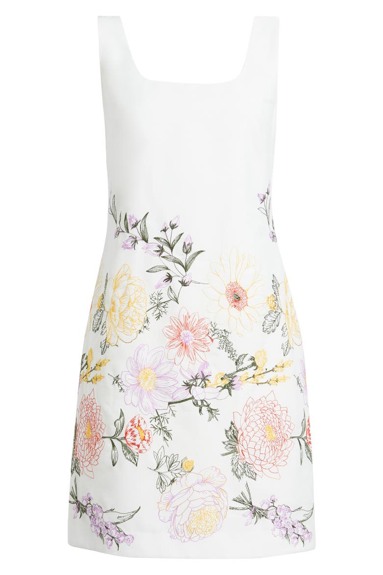 Embroidered Trapeze Dress, Alternate, color, IVORY ORANGE