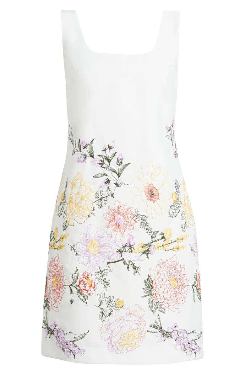 Tahari ASL Embroidered Trapeze Dress, Alternate, color, Ivory Orange