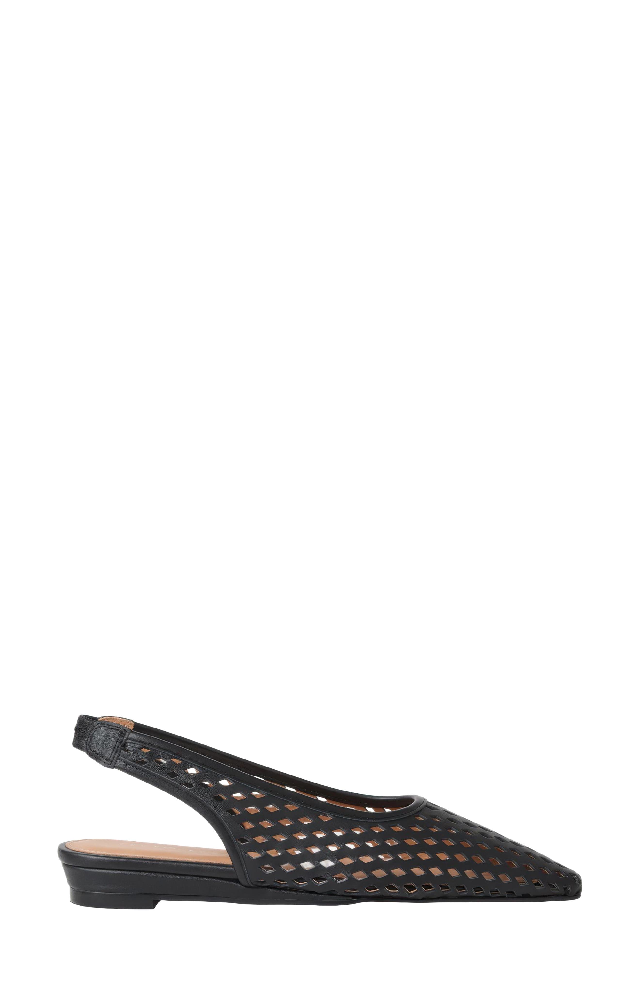 André Assous Brielle Slingback Snip Toe Wedge Pump, Alternate, color, Black Leather
