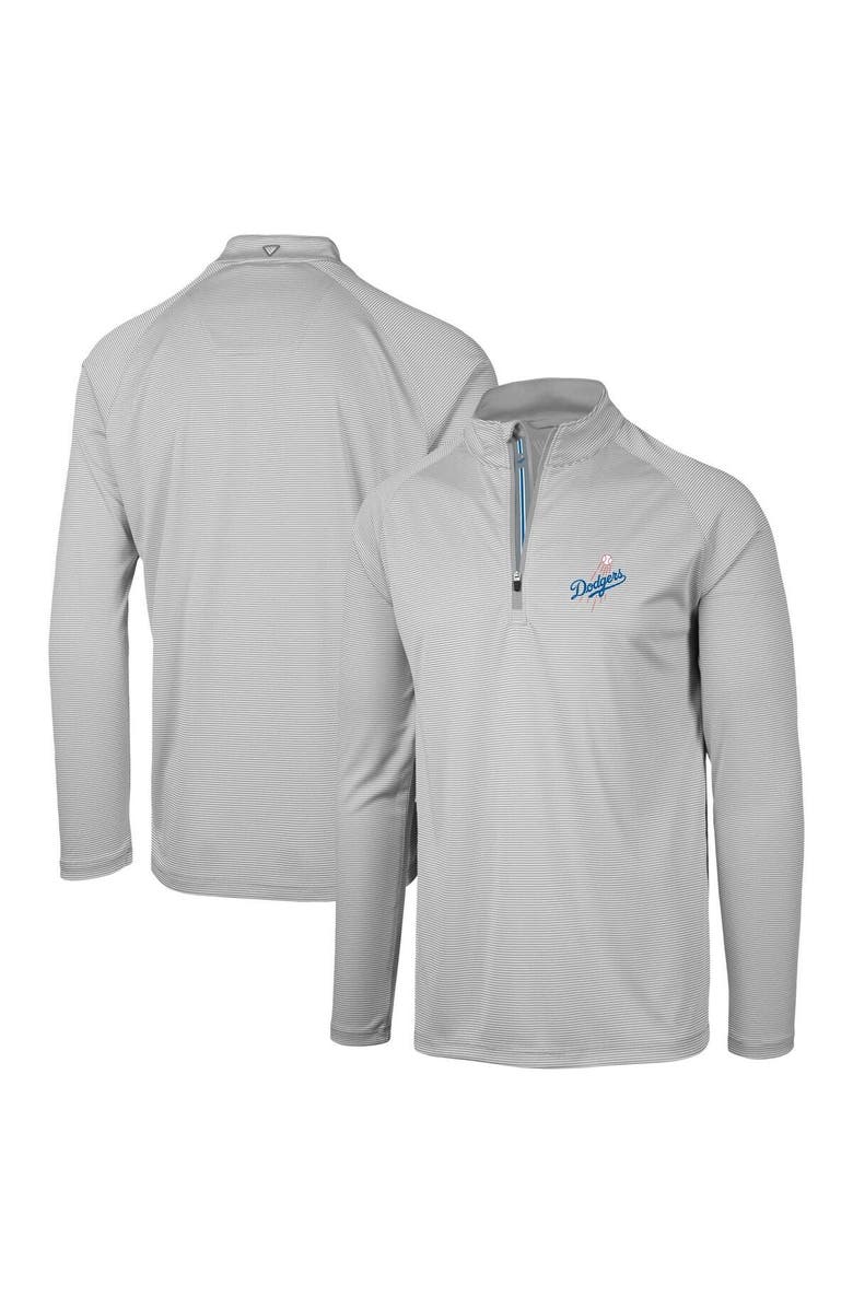LEVELWEAR Men's Levelwear Gray Los Angeles Dodgers Orion Historic Logo Raglan Quarter-Zip Jacket, Main, color, 