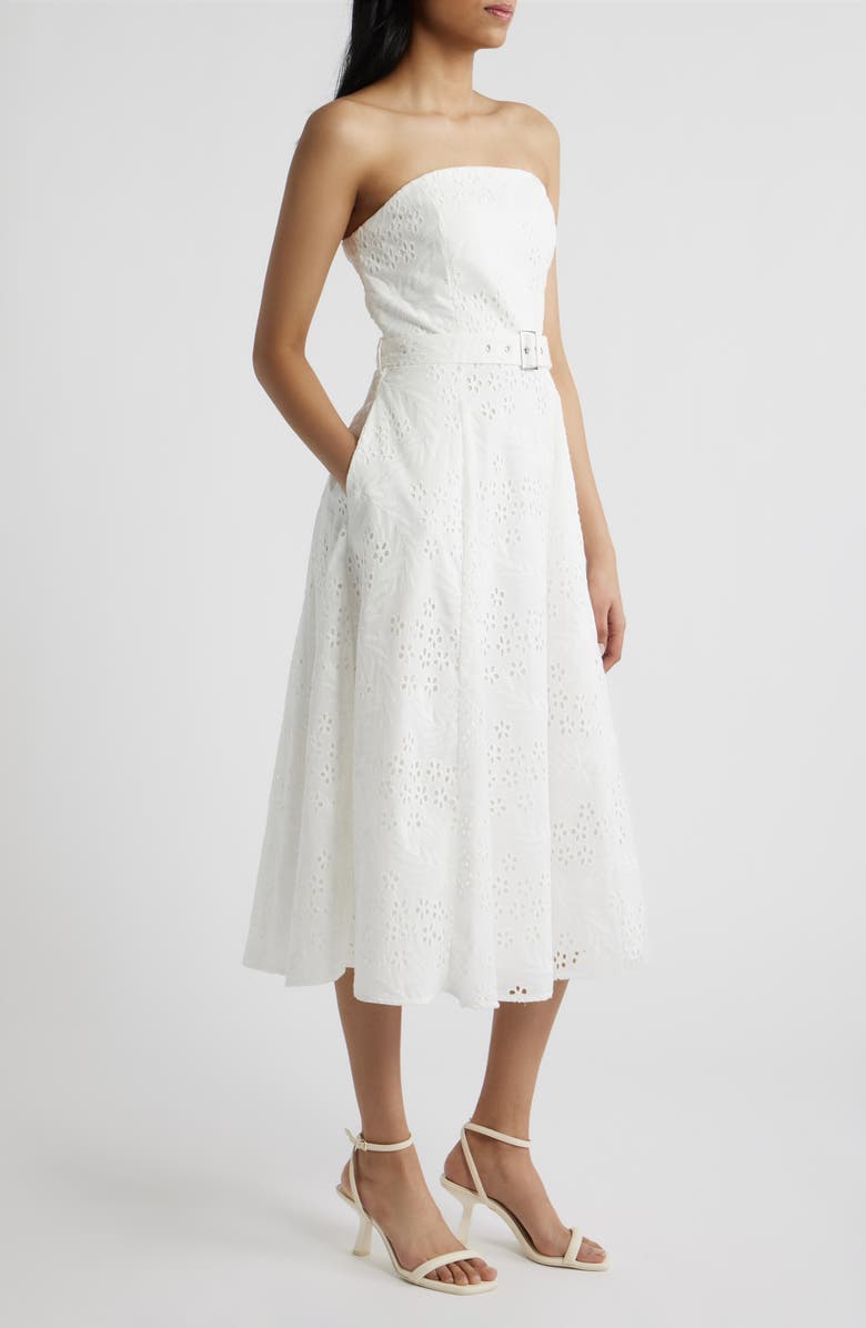 Sam Edelman Strapless Cotton Eyelet Dress, Alternate, color, White