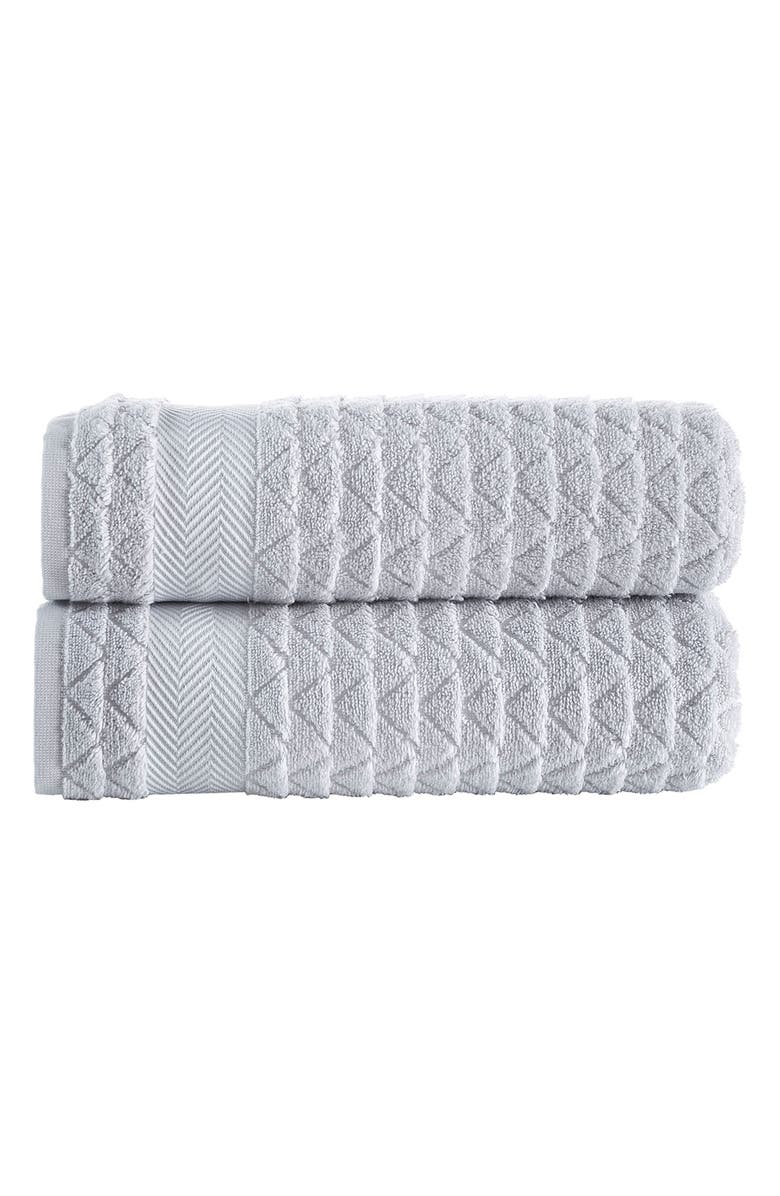 Brooks Brothers Herringbone Cotton Bath Towel, Main, color, Silver