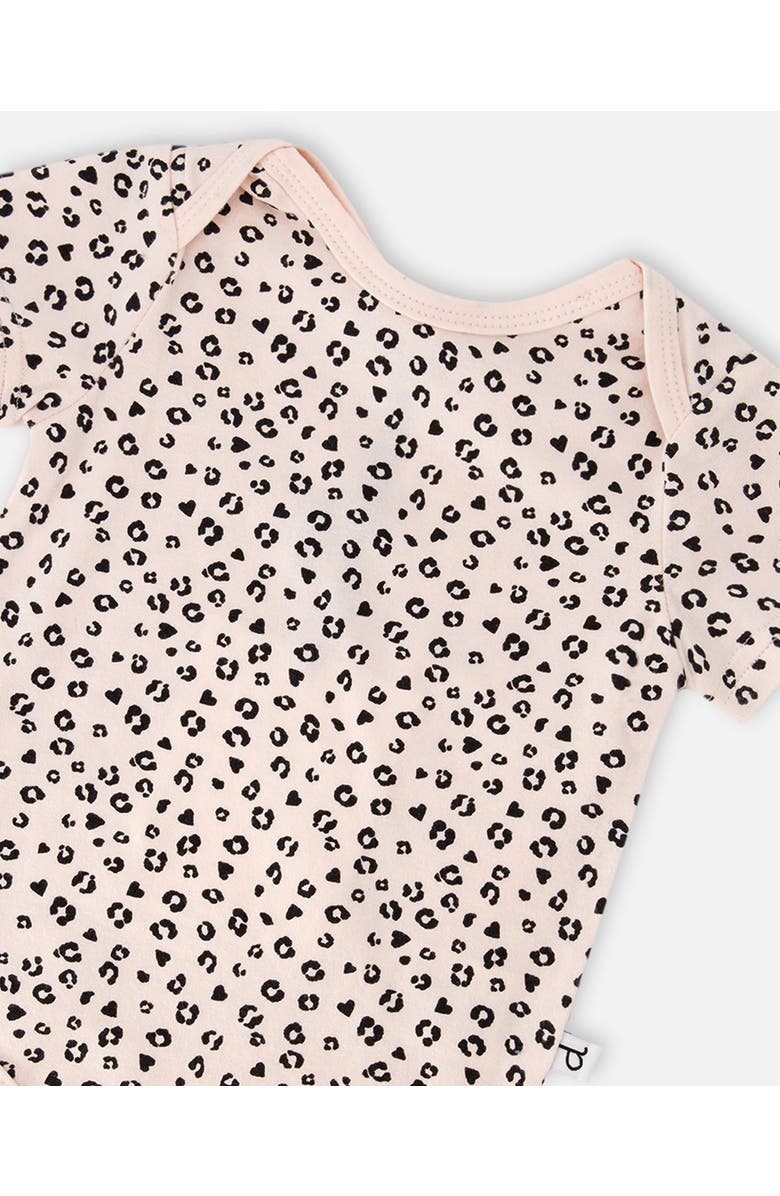 Deux par Deux Evolutive Organic Cotton Jersey Animal Printed Bodysuit, Alternate, color, Peach Animal Print