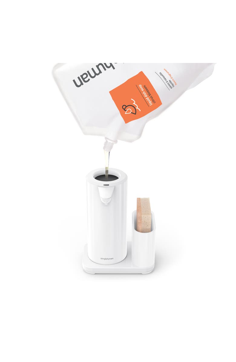 simplehuman 14 oz. liquid sensor pump with caddy, Alternate, color, White