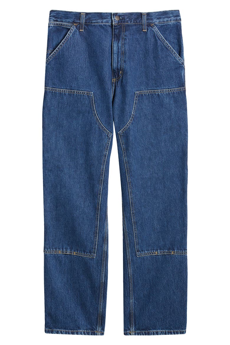 Double Knee Work Jeans, Alternate, color, BLUE (STONE WASHED)