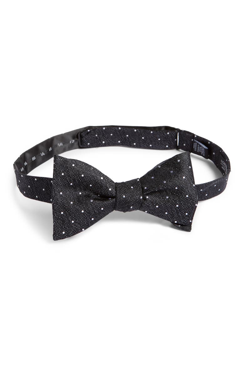 Polka Dot Silk Bow Tie, Main, color, BLACK
