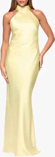 Halter Neck Satin Sheath Gown
