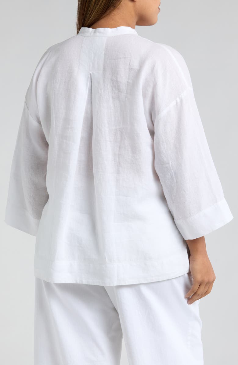 Eileen Fisher Mandarin Collar Organic Linen Top, Alternate, color,