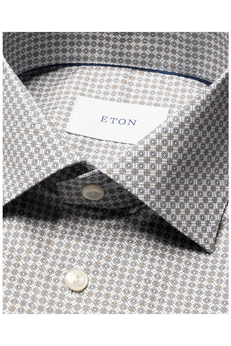 Slim Fit Micro Print Cotton Shirt, Alternate, color, MEDIUM BROWN