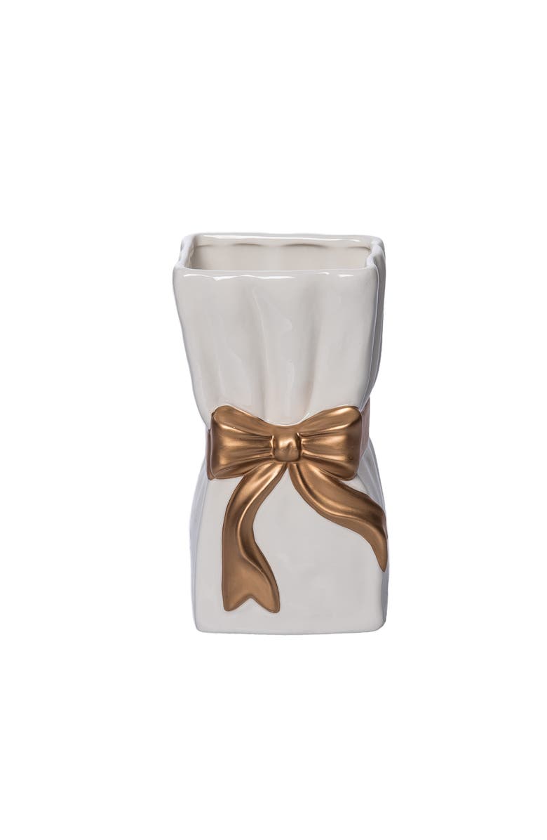 Transpac Dolomite Ribbon Gold Vase for Floral Display and Home Decor, Main, color, Multicolored