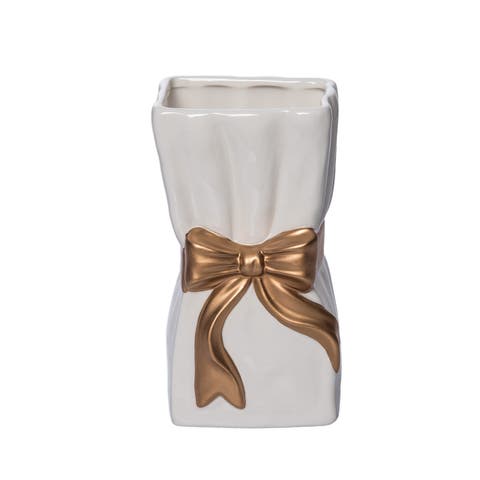 Dolomite Ribbon Gold Vase for Floral Display and Home Decor