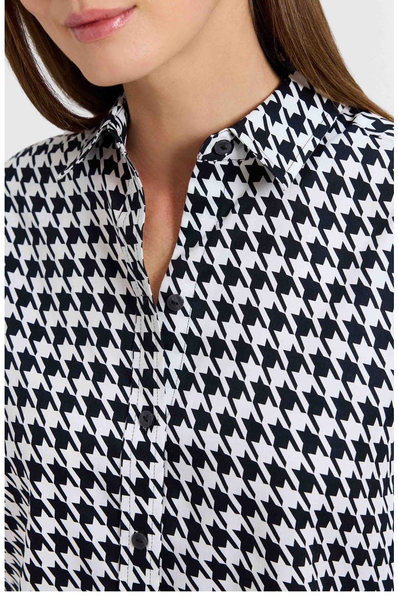 Meghan Houndstooth Cotton Button-Up Shirt, Alternate, color, BLACK/ WHITE