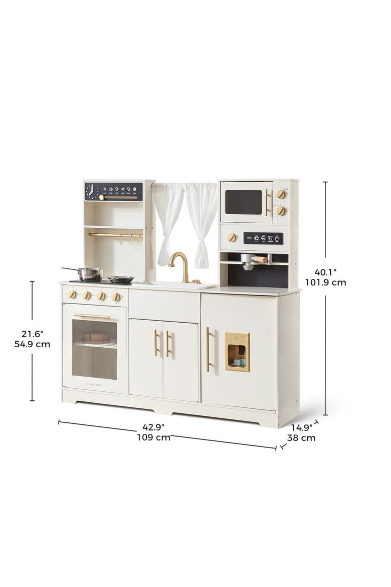 Aqua Wooden Play Kitchen Set with Running Water in Cream for Toddlers, Alternate, color, Multicolor
