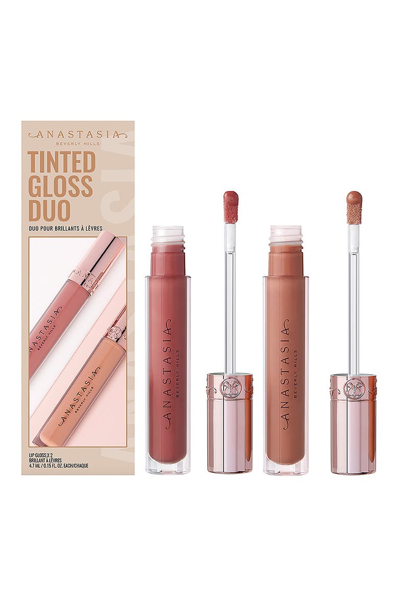Tinted Lip Gloss Duo $40 Value, Main, color, TAN ROSE AND CARAMEL