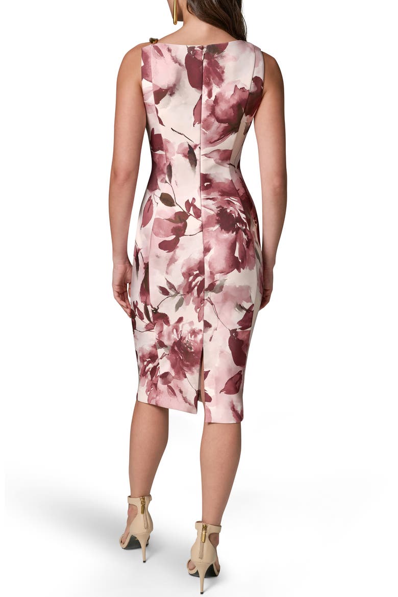 Floral Print Sleeveless Sheath Dress, Alternate, color, DESERT CLAY