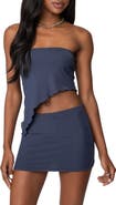 EDIKTED Vivi Strapless Asymmetric Mesh Top