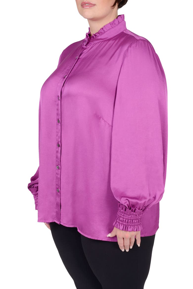 Torie Ruffle Collar Satin Blouse, Alternate, color, BERRY