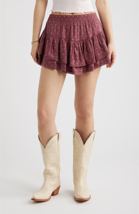 Lace Trim Ruffle Skort