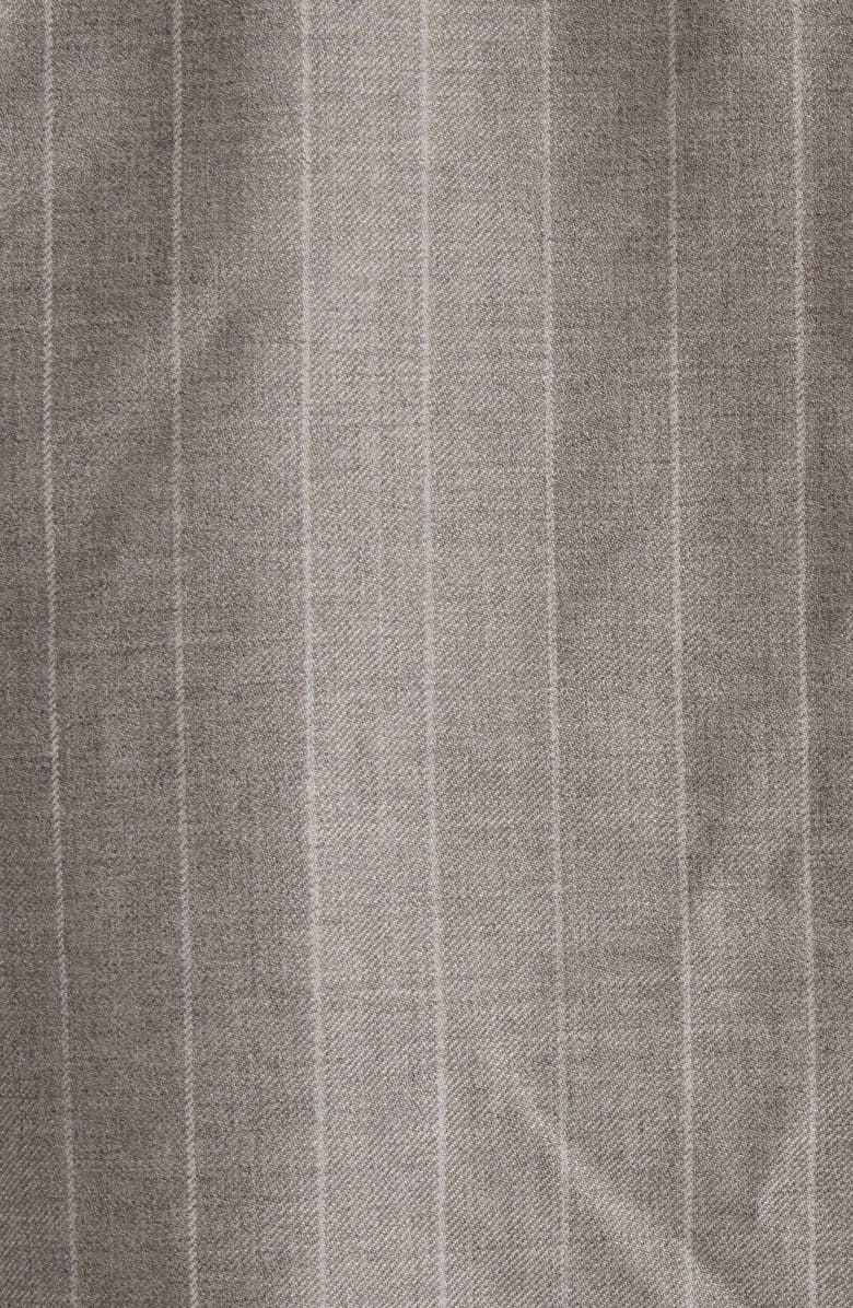 Acne Studios Julago Oversize Layered Pinstripe Wool Jacket, Alternate, color, Warm Grey