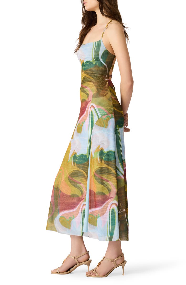 Steve Madden Adella Abstract Print Mesh Midi Dress, Alternate, color, Marble