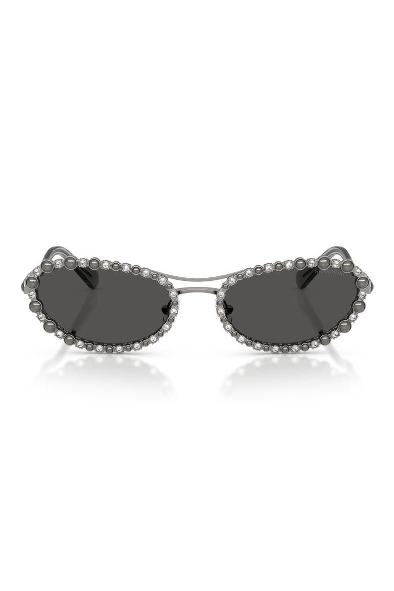56mm Oval Sunglasses, Main, color, GUNMETAL / DARK GREY