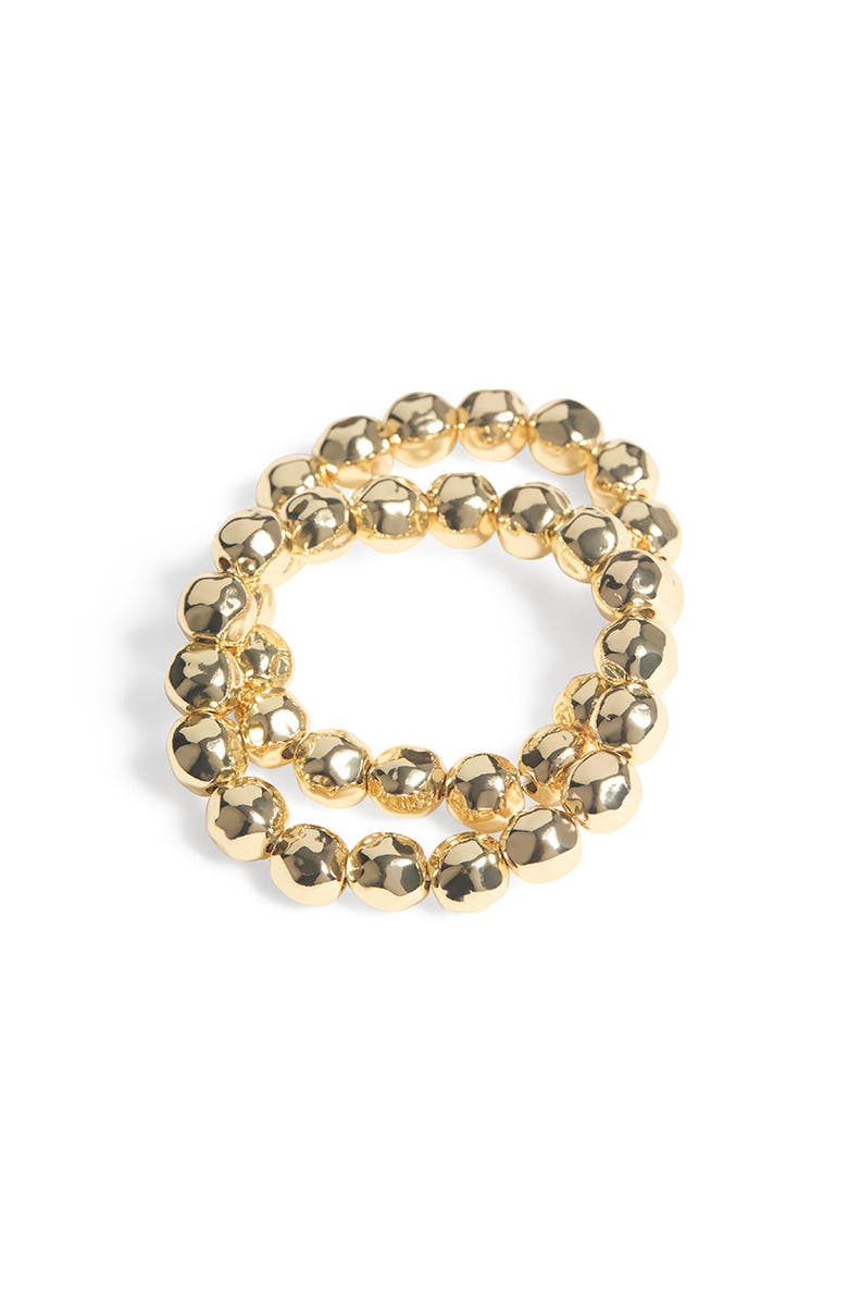 WeWoreWhat Metal Pearl Bracelet Set, Main, color, Gold
