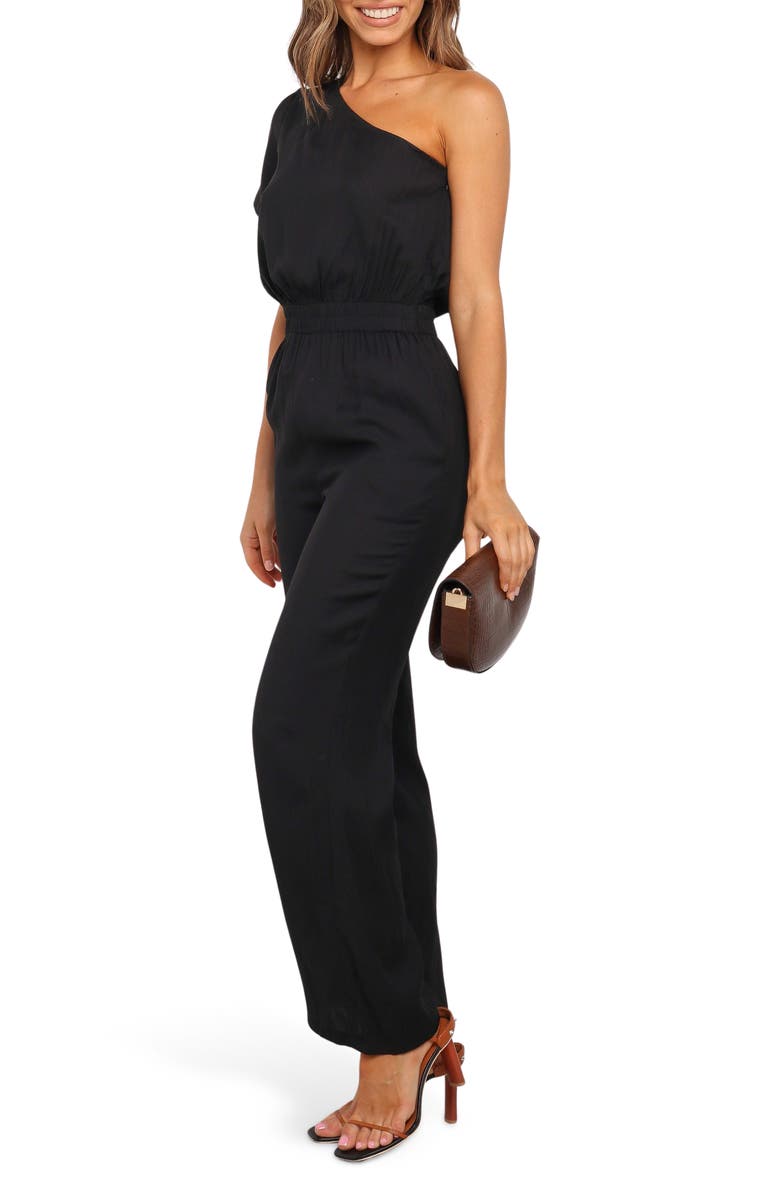 Petal & Pup Lancey One Shoulder Jumpsuit, Alternate, color, Black