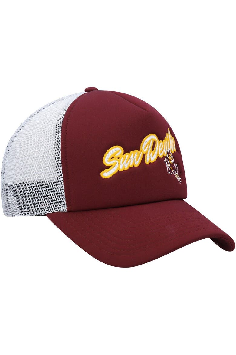 Men's adidas Maroon Arizona State Sun Devils Script Trucker Snapback Hat, Alternate, color, Maroon