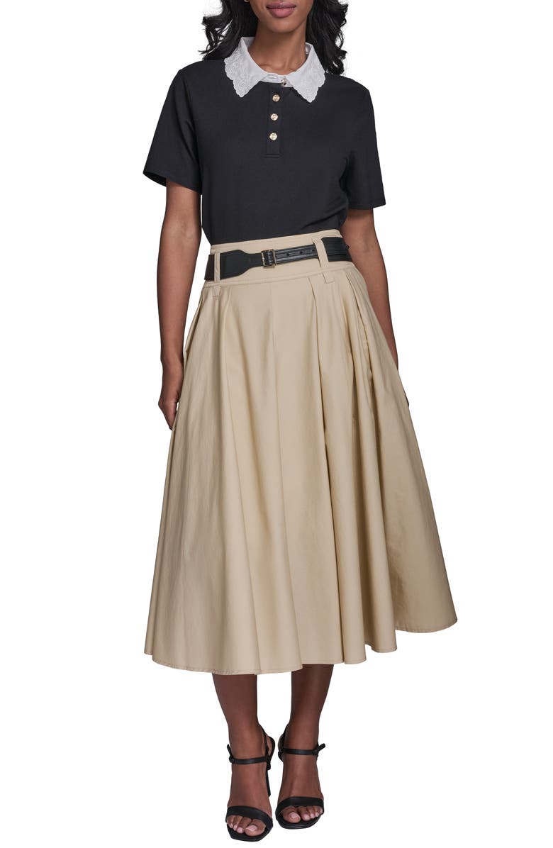 KARL LAGERFELD PARIS Floral Collar Knit Top, Alternate, color, Black