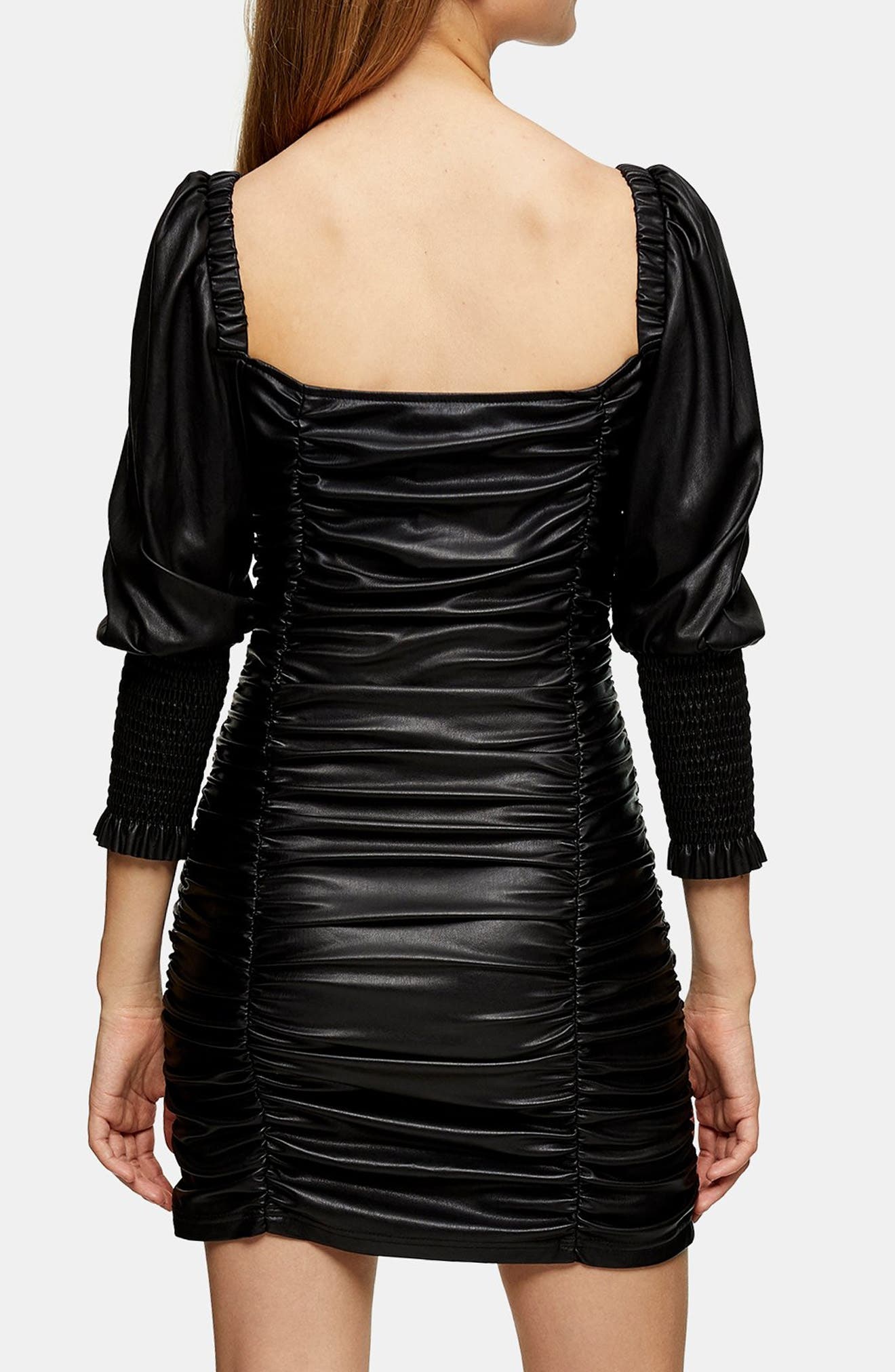 Topshop Faux Leather Ruched Minidress (Women) | Nordstromrack