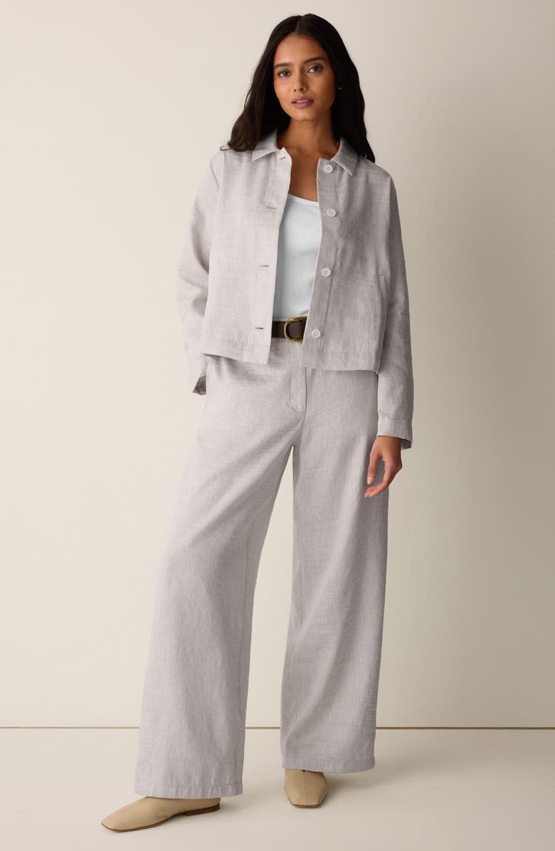 Eileen Fisher High Waist Linen Blend Wide Leg Pants, Alternate, color, Wheat