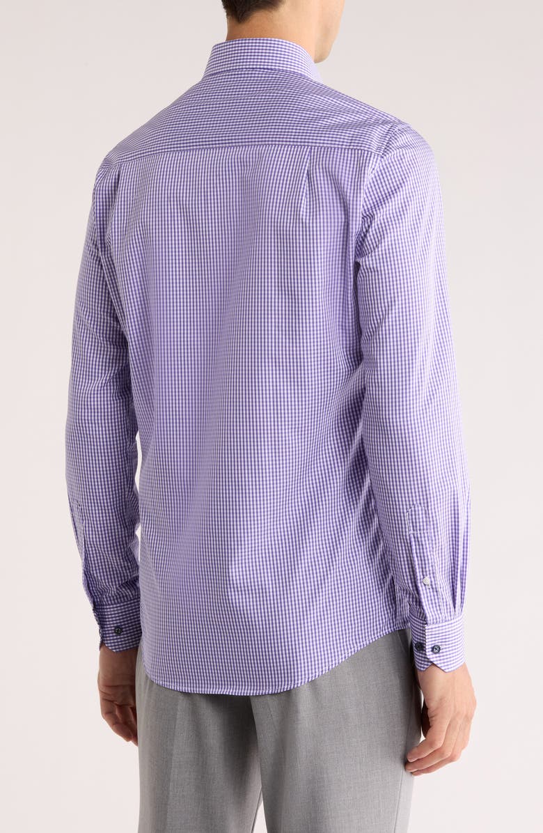 Duchamp Tailored Fit Check Print Dress Shirt, Alternate, color, Purple