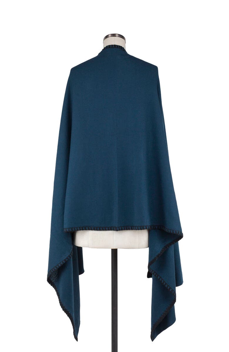 Patricia Nash Contrast Stitch Knit Ruana, Alternate, color, Crblk