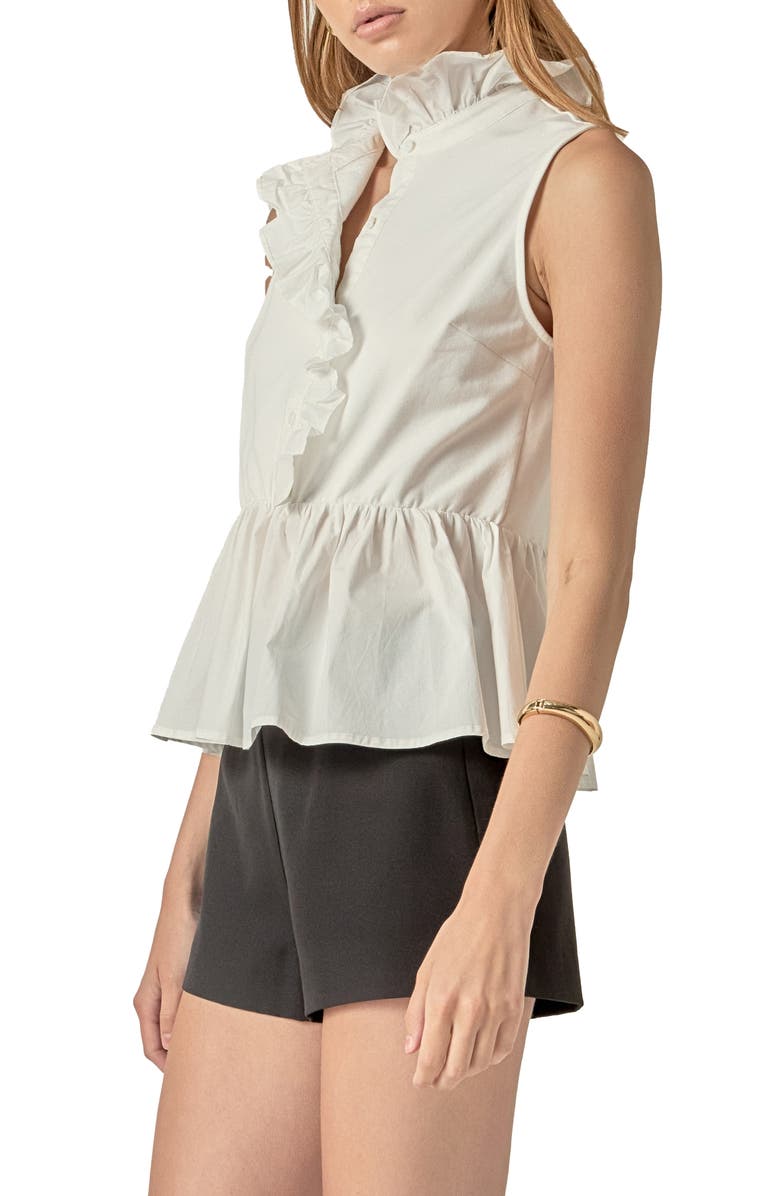 English Factory Mixed Media Ruffle Peplum Top, Alternate, color, White