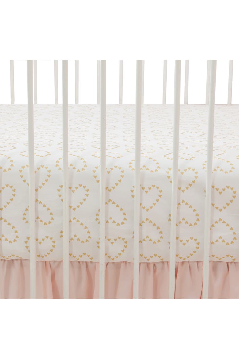 Confetti Hearts 100% Cotton Baby Fitted Crib Sheet, Alternate, color, Gold