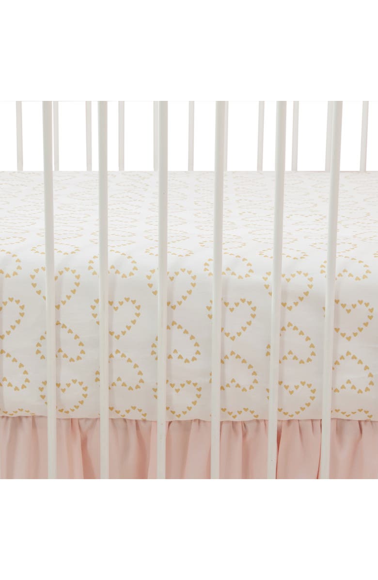Lambs & Ivy Confetti Hearts 100% Cotton Baby Fitted Crib Sheet, Alternate, color, Gold