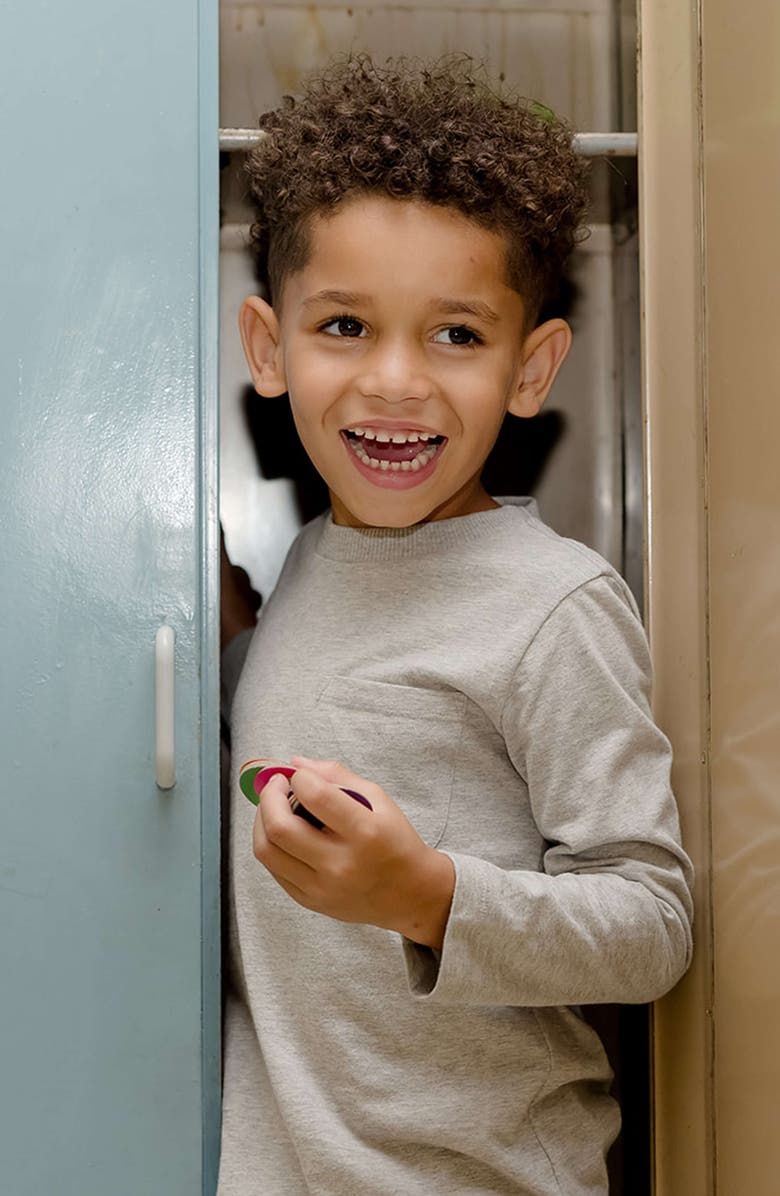 Mightly Organic Cotton Kids Long Sleeve Pocket T-Shirt, Alternate, color, Heather Gray