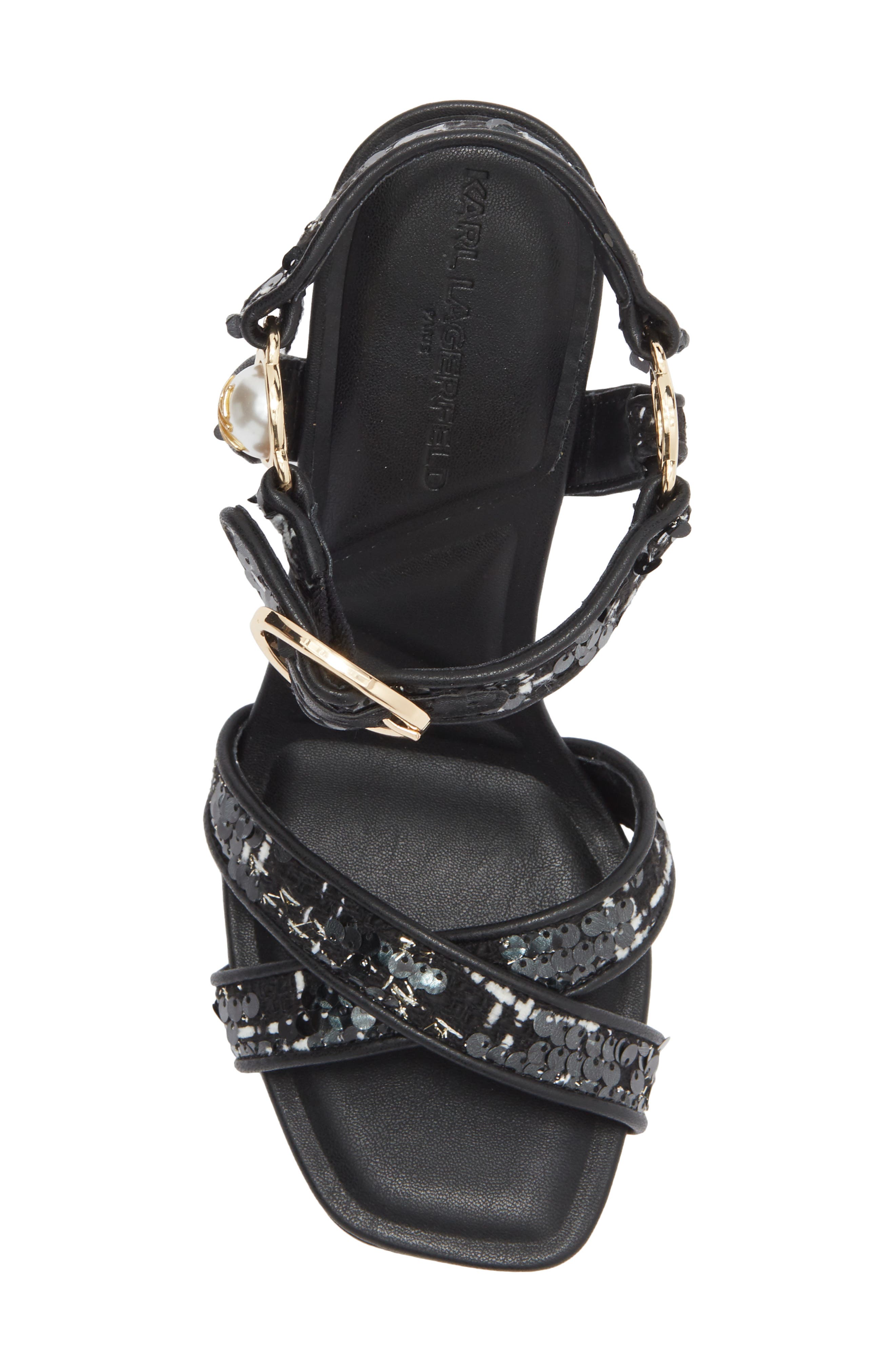 KARL LAGERFELD PARIS Daelin Ankle Strap Sandal, Alternate, color, Black