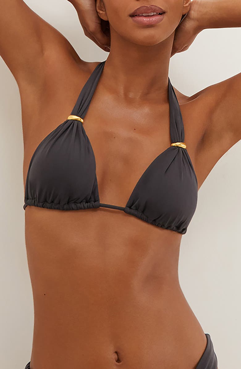 ViX Paula Hermanny Bia Tube Solid Halter Bikini Top, Main, color, Grey