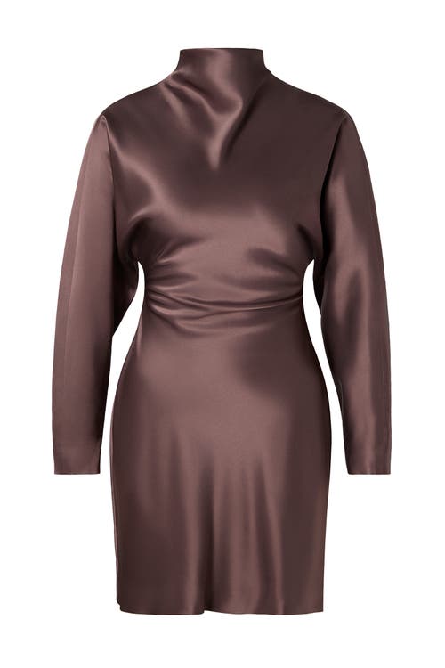Malina Zora Barrel Long Sleeve Mini Dress In Brown