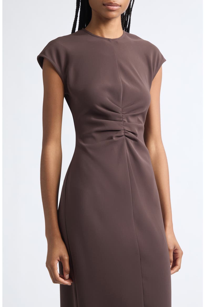 June Ruched Midi Dress, Alternate, color, ESPRESSO